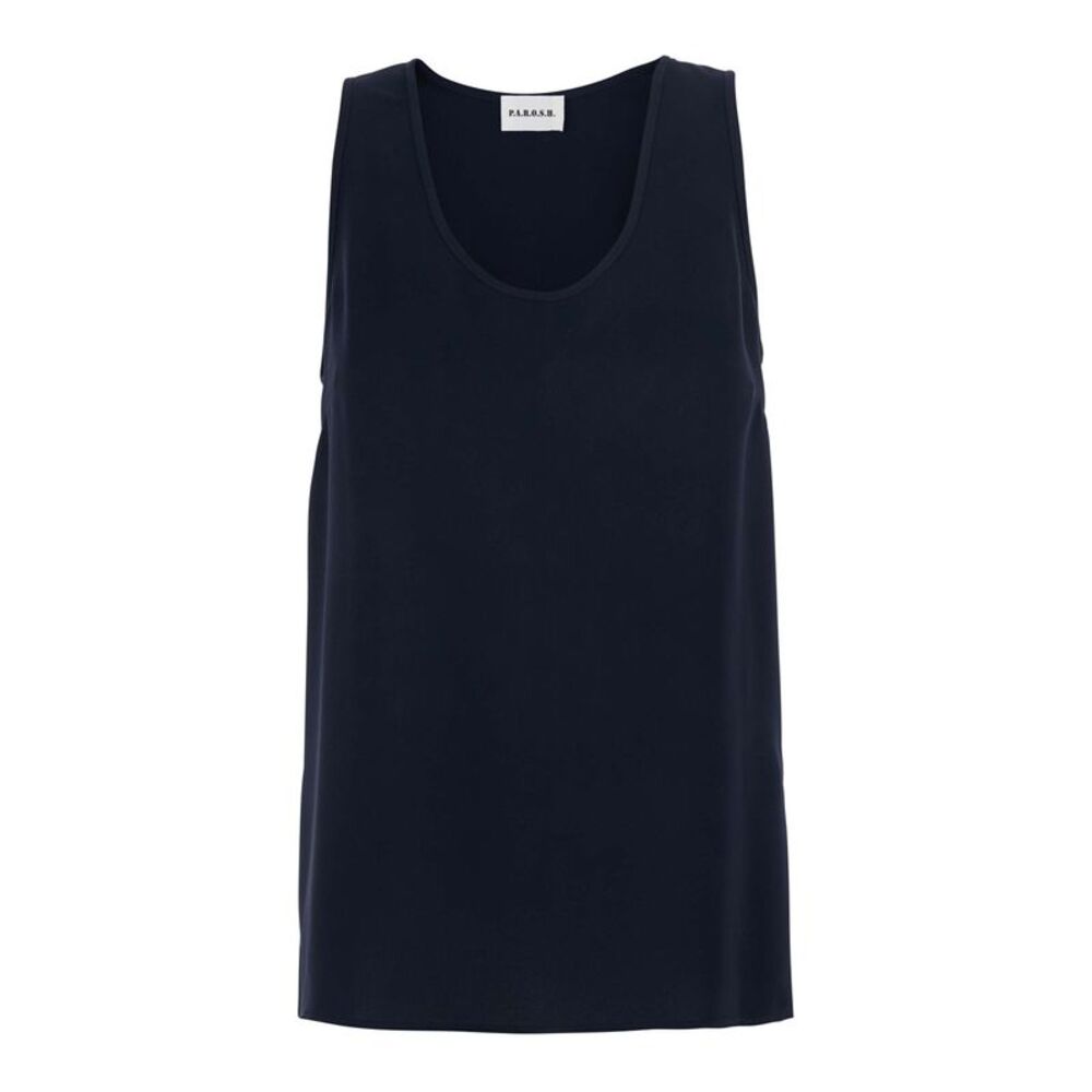 P.A.R.O.S.H. Women Blue Sleeveless Top With Round Neck In Fabric For Women
